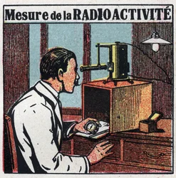 Radium: medição da radioactividade. Ilustração anónima de 1925. Coleção privada.