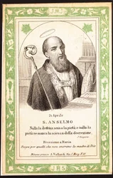 Representação da imagem de São Anselmo Piedoso. Cartão postal. O início do século XX. Coleção Privada.