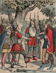 Representação de Vercingétorix (c. 80-c. 46 a.C.), guerreiro e chefe gaulês da tribo dos Arvernos, escolhido pelo seu povo para liderar a guerra contra os Romanos (Retrato de Vercingétorix, 82 a.C.-46 a.C., chefe da tribo dos Arvernos, escolhido pelo seu
