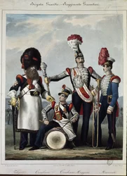 Uniformes do exército real da Sardenha - litografia