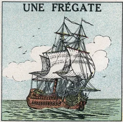 Navios e navios: um fregate. Ilustração anónima de 1925. Coleção privada.