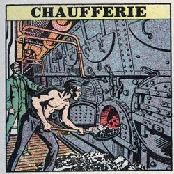 Geradores de vapor: sala das caldeiras. Ilustração anónima de 1925. Coleção privada.