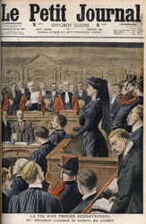 Caso Steinheil: Marguerite Steinheil (1869-1954) ouvindo a leitura do veredicto - Le Peiny Journal, novembro de 1909