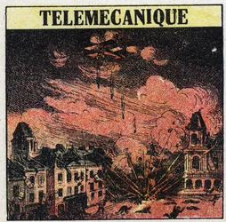T.S.F.: telemecanics, a arte de controlar a distância por meio de ondas electromagnéticas. Ilustração anónima de 1925. Coleção privada.