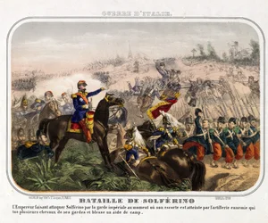 A Batalha de Solferino (24 juin 1859) - Anónimo - 1859 - Litografia a cores - 40,1x28,1 - Colecção Privada