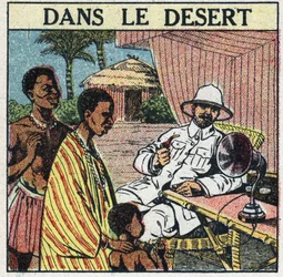 O T.S.F. usado no deserto em África. Ilustração anónima de 1925. Colecção privada.