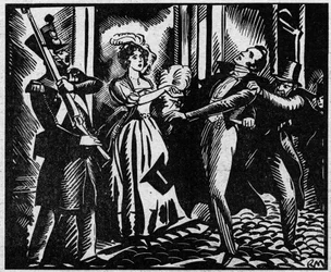 A morte do duque de Berry (1778-1820) em 13/02/1820 na Real Academia de Música. O sobrinho do rei Luís XVIII é assassinado na Ópera por Louvel, um republicano que pretende extinguir a dinastia real. Ilustração retirada de „Le Petit Journal illustré“.