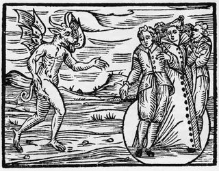 O diabo obriga aqueles que o fizeram aparecer a fazer um pacto com ele - "Compendium Maleficarum", trata das bruxas, do seu mal e das suas faculdades por Francesco Maria Guazzo ou Guaccio ou Guaccius (15?? -16??) 1608 Coleção Privada