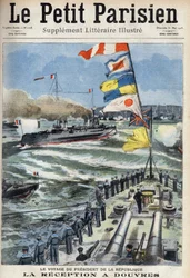 A viagem do Presidente da República Francesa Armand Fallieres (1841-1931): a recepção em Dover, Inglaterra. Um dos jornais "Le petit parisien" em 31/05/1908. Coleção privada.