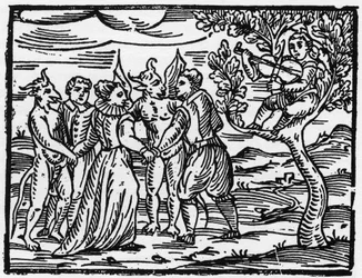 As bruxas no sábado dançando ao som do violino - "Compendium Maleficarum", trata sobre as bruxas, seu mal e suas faculdades por Francesco Maria Guazzo ou Guaccio ou Guaccius (15?? -16??) 1608 Coleção Privada