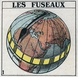 Hora: Fusos horários da Terra. Ilustração anónima de 1925. Coleção privada.
