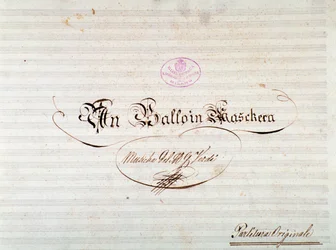 Página de título da primeira edição da partitura de Un ballo in maschera, ópera de Giuseppe Verdi
