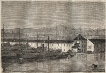 A bagne de Toulon no século XIX. Gravura em "Histoire des bagnes depuis leur création à nos jours" (1877) de Pierre Zaccone (1817-1895) (Colonia Penale - colônia penal) Coleção particular.