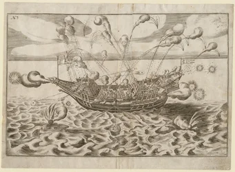 Navio de guerra turco em combate par Anônimo
