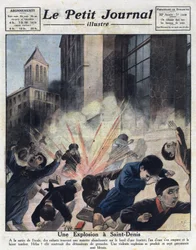 Vários fatos: uma explosão provocada por detonadores de granadas em uma musette abandonada brincou com crianças depois de deixar uma escola em Saint Denis. Ilustração retirada do "Le petit journal illustrious" de 23/10/1921. Coleção Particular