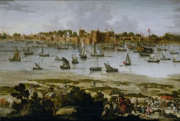 Vista do porto de Sūrat, c.1670 (óleo sobre tela)