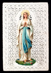 Virgem Maria Piedosa imagem. Cromolitografia decoupage.
