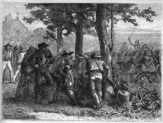 Guerra da Revolução Francesa e movimentos contra os revolucionários: cerco e captura da cidade de Lyon pelo exército republicano francês em 9 de outubro de 1793 contra as tropas realistas. Gravura de 1866 no "Histoire de la Revolution francaise" de Adolphe