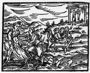 Bruxas dissuadindo os mortos num cemitério - "Compendium Maleficarum", trata das bruxas, do seu mal e das suas faculdades por Francesco Maria Guazzo ou Guaccio ou Guaccius (15?? -16??) 1608 Colecção Privada