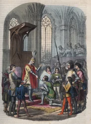 cavaleiro - Arthur I, Duque da Bretanha ou Arthur Plantagenet, depois de tomar Gournay-en-Bray, é nomeado cavaleiro por Philip II ou Philip Augustus