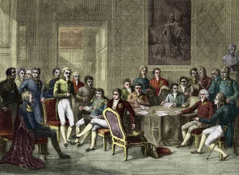O Congresso de Viena. O Congresso de Viena em 1815. Alexandre I, czar; H. R. Stewart, Castlereagh; Francisco I, imperador da Áustria; Frederico Guilherme III, rei da Prússia; Karl August, príncipe de Hardenbergh; Wilhelm von Humboldt (William of Humboldt)