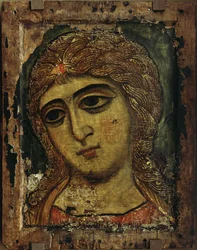 O arcanjo Gabriel, o anjo de cabelos dourados, cerca de 1200