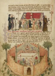 A transladação dos corpos de Aimo e Vermondo; o povo de Milão rezando no altar onde estão enterrados Aimo e Vermondo