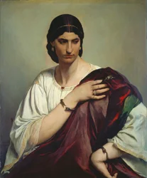 Retrato de meio corpo de uma mulher romana