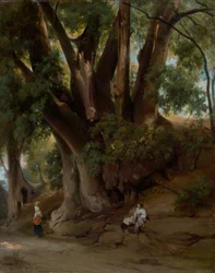 Paisagem italiana com árvores (estrada perto de Albano)