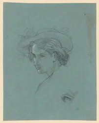 Cabeça de jovem com chapéu
