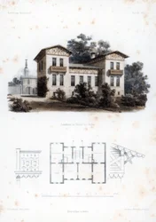 Projete para uma casa de campo em Moabit, perto de Berlim, Alemanha, c1850.