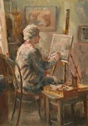 Artista a trabalhar no estúdio do Cor Visser, Ipswich