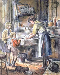 Ajudando com o Washing Up, 1975 (wc e crayon)