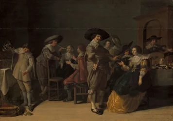 Companhia distinta numa sala, c.1630 (óleo sobre painel)