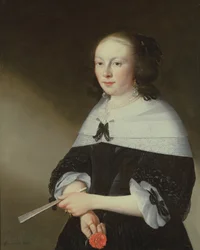 Retrato, senhora, envelhecido, 28