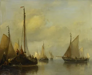 Barcos de pesca em águas calmas