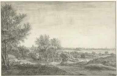 Vista das dunas de Haarlem com ruínas da casa em Kleve