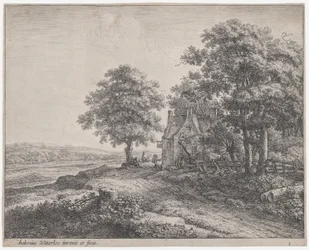 Grande árvore de tília antes de uma pousada, século XVII.