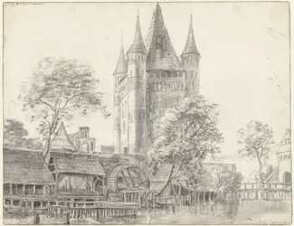 Porta da cidade Altenbrücker Tor e moinho de água em Lüneburg, perto de Hamburgo