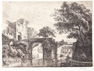 Ponte de pedra sobre um rio