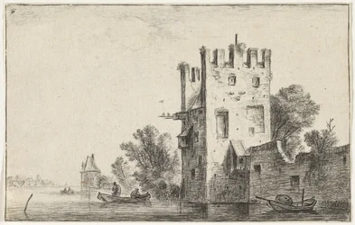 Torre quadrada na água Paisagens com edifícios (título da série)