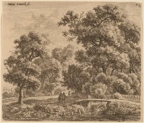 Paisagem arborizada com uma ponte