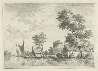 Paisagem fluvial com palheiro