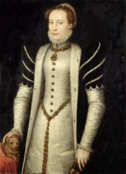 Retrato de uma nobre com um filhote de cachorro, 1555 (óleo sobre painel de carvalho)
