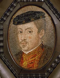 O imperador Maximiliano II segundo um retrato de Antonis Mor (mosaico)