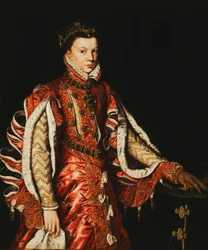 Retrato de Isabel de Valois, rainha da Espanha, comprimento de três quartos,