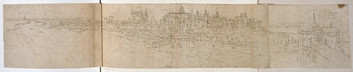 Hampton Court Palace do rio, c.1544 (caneta e tinta no papel)