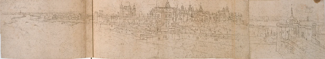 Palácio de Hampton Court visto do rio, c1550-1560