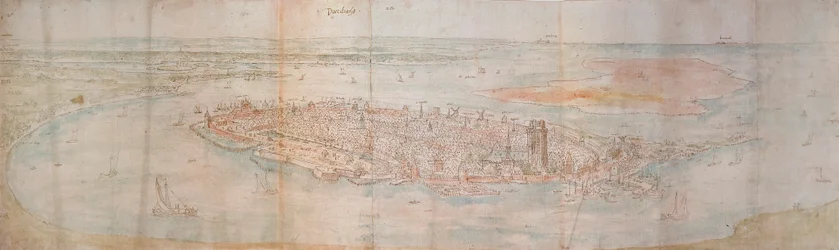 Vista panorâmica de Dordrecht de um ponto elevado a oeste, 1545