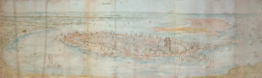 Vista panorâmica de Dordrecht, a partir de um ponto elevado a oeste